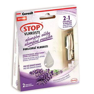 CERESIT - Stop vlhkosti 2 v 1 - absorpčné vrecúška, levanduľa, 2 x 50 g