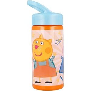 ALUM Detská fľaša na pitie Prasiatko Pepa s držadlom a slamkou 410 ml oranžová
