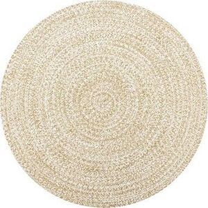 Ručne vyrobený koberec juta biely a prírodný 120 cm