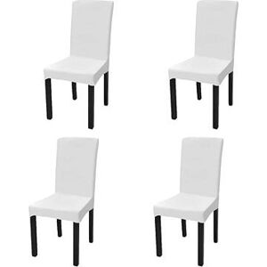 Hladké strečové poťahy na stoličky 4 ks biele