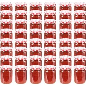 Zaváracie poháre s bielo-červenými viečkami 48 ks 230 ml