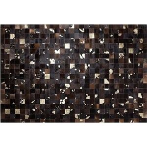 Hnedo-zlatý patchwork kožený koberec 140 × 200 cm BANDIRMA, 57892