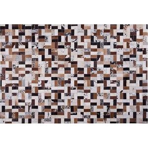 Hnedo-béžový kožený koberec 160 × 230 cm CESME, 60803