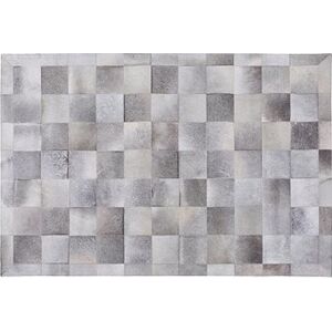 Sivý kožený patchwork koberec 160 × 230 cm ALACAM, 73717