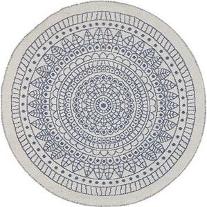 Okrúhly obojstranný modro-biely koberec, priemer 140 cm YALAK, 142315