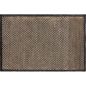 Kožený koberec 140 × 200 cm čierny s béžovou GERCE, 181474