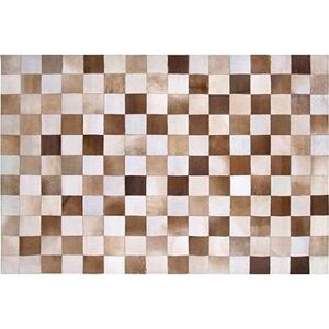 Kožený koberec hnedý s béžovou 140 × 200 cm SOLMAZ, 182102