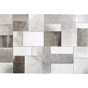 Kožený koberec patchwork hnedo-sivý 160 × 230 cm PERVARI, 200898