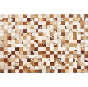 Kožený patchworkový koberec 160 × 230 cm hnedo-biely CAMILI, 225634