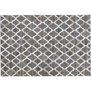 Kožený koberec v sivej a béžovej farbe 140 × 200 cm ROLUNAY, 238076