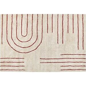 Bavlněný koberec 140 x 200 cm béžový/červený TIRUPATI, 303055