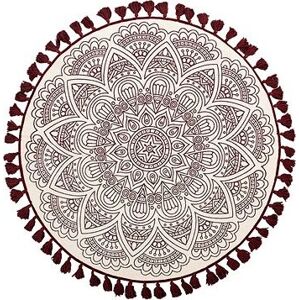 Okrúhly koberec o 120 cm, orientálna potlač, krémovo červená farba AYAKLI, 182269