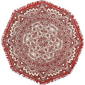 Koberec osmiúhelníkový o 120 cm orientální styl, barva červená a krémová MEZITILI, 182281