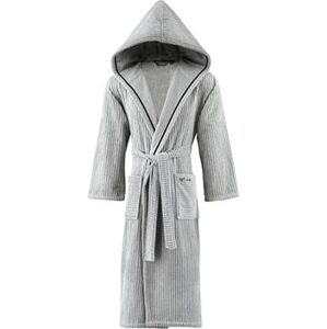Soft Cotton – Unisex župan Stripe s kapucňou, sivá, XL