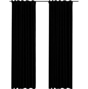 SHUMEE Zatemňovacie závesy s háčikmi vzhľad ľanu, 2 ks, 140 × 245 cm, čierne