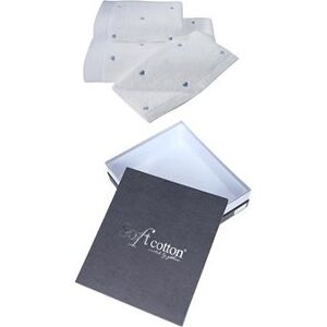 Soft Cotton – Darčekové balenie uterákov a osušky Micro Love, 3 ks, bielo-modré srdiečka